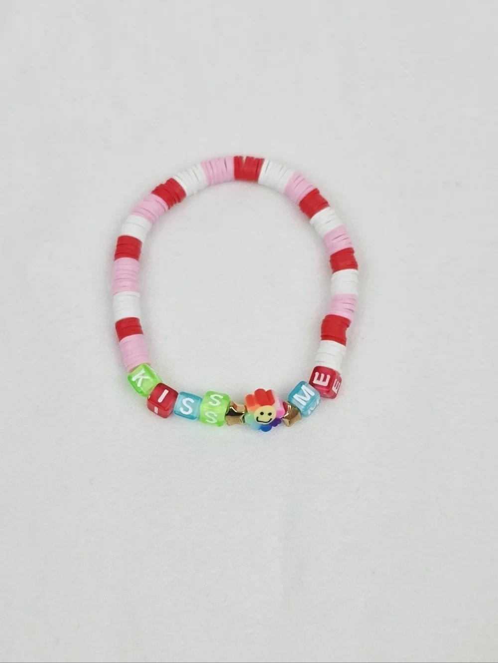 Handmade Clay Bead Kiss Me Flower  Bracelet